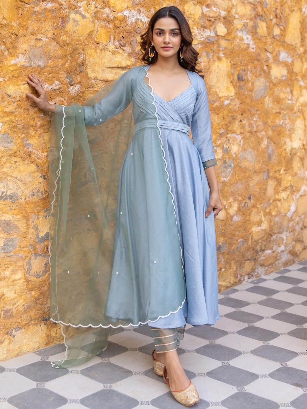 pleated anarkali dress Peach pleated Anarkali suit with heavy hand embroidery yoke, sheer full sleeves, bead detailing and flowy flare. Perfect for wedding, festive wear and evening events DM us to order. Customisation Available #AnarkaliSuit #