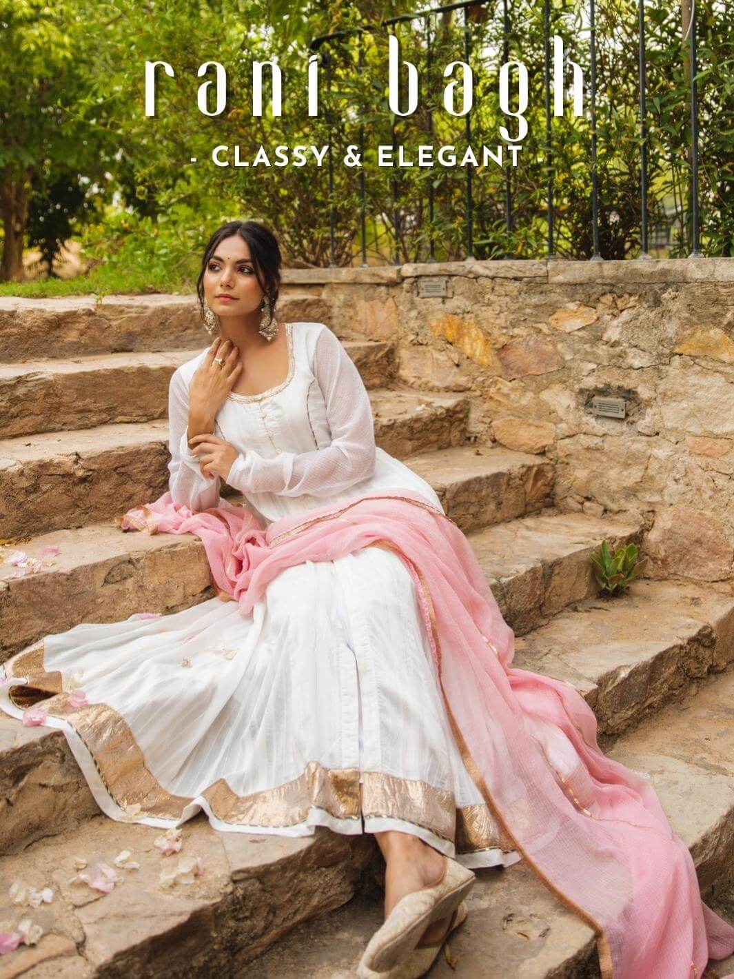 Myaara White Ethnic Anarkali Kurta Set with Dupatta