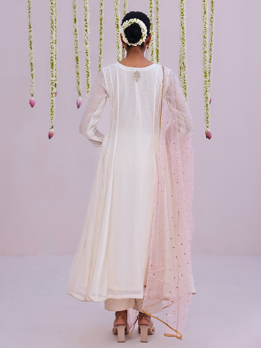 Ivory Anarkali Set with Embroidered Bootis