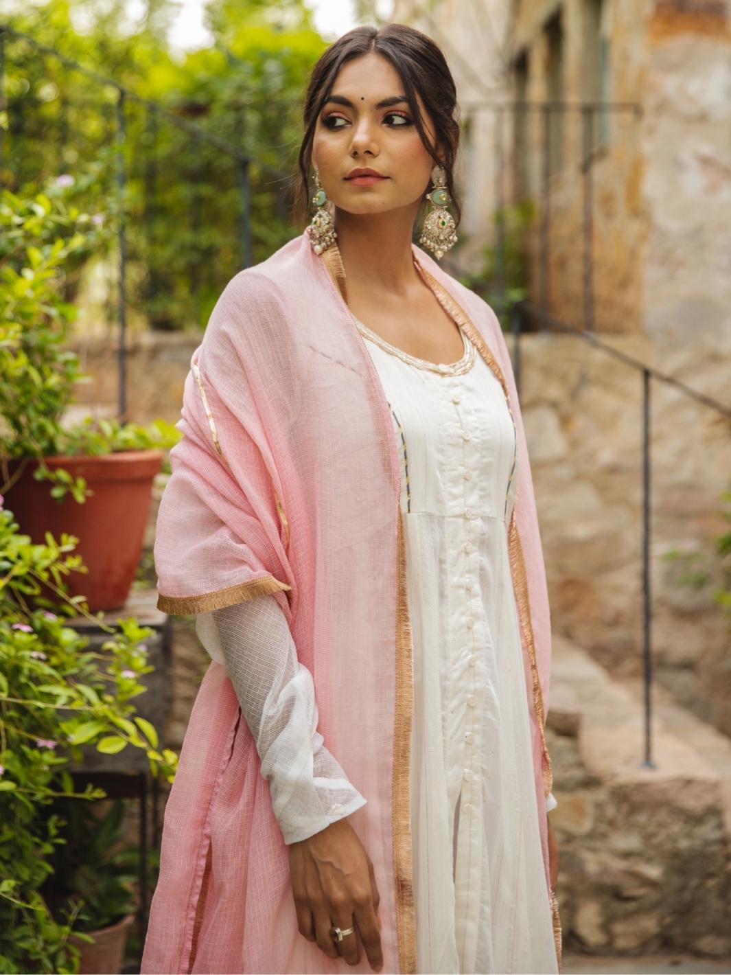 white pink anarkali dress Peach Anarkali Suit Usa/hand Embroidery Anarkali Kurta/light Pink Anarkali Dress/elbow Sleeves Dress Anarkali/indian Dresses/pink Anarkali